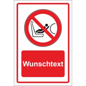 Aufkleber Verbotszeichen Achtung Airbag Vorsicht rot mit WUNSCHTEXT