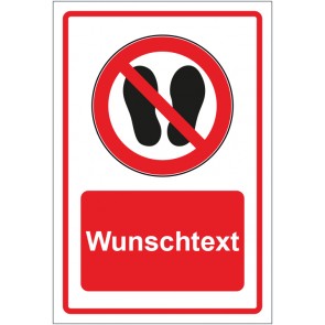 Aufkleber Verbotszeichen Betreten der Fläche verboten rot mit WUNSCHTEXT