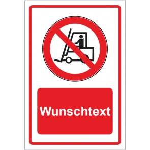 Aufkleber Verbotszeichen Für Flurförderzeuge verboten rot mit WUNSCHTEXT · stark haftend