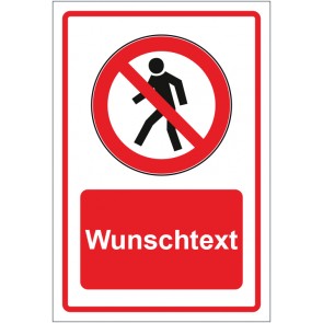 Magnetschild Verbotszeichen Für Fußgänger verboten rot mit WUNSCHTEXT