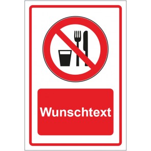 Magnetschild Verbotszeichen Essen und Trinken verboten rot mit WUNSCHTEXT