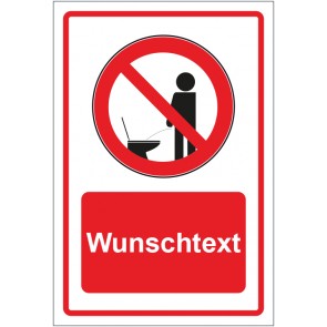 Aufkleber Verbotszeichen Pinkeln im Stehen verboten rot mit WUNSCHTEXT