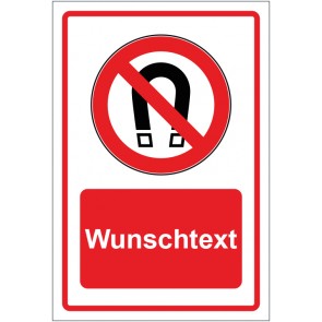 Schild Verbotszeichen Magnet verboten rot mit WUNSCHTEXT