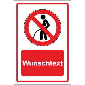 Schild Verbotszeichen Urinieren verboten rot mit WUNSCHTEXT · selbstklebend
