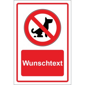 Schild Verbotszeichen Kein Hundeklo Koten verboten rot mit WUNSCHTEXT · selbstklebend