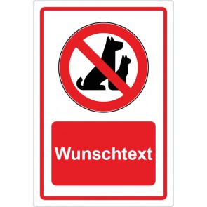 Aufkleber Verbotszeichen Hunde verboten Draußen bleiben rot mit WUNSCHTEXT · stark haftend