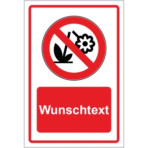 Schild Verbotszeichen Blumen pflücken verboten rot mit WUNSCHTEXT · selbstklebend