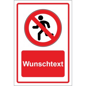 Aufkleber Verbotszeichen Rennen Laufen verboten rot mit WUNSCHTEXT