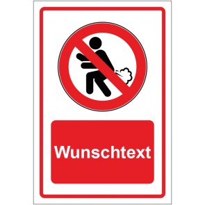 Schild Verbotszeichen Furzen verboten rot mit WUNSCHTEXT · selbstklebend