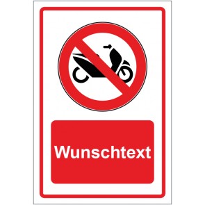 Schild Verbotszeichen Roller Mofa Moped verboten rot mit WUNSCHTEXT · selbstklebend