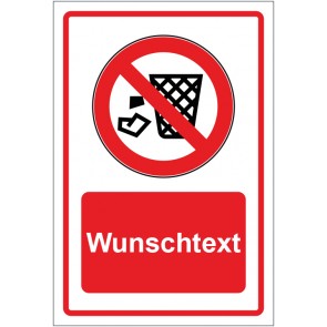 Schild Verbotszeichen Müll einfüllen verboten rot mit WUNSCHTEXT