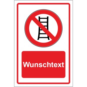 Schild Verbotszeichen Benutzung der Treppe verboten rot mit WUNSCHTEXT · selbstklebend