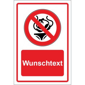 Schild Verbotszeichen Bikini verboten rot mit WUNSCHTEXT