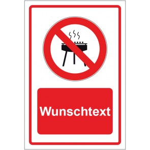 Magnetschild Verbotszeichen Grillen verboten rot mit WUNSCHTEXT