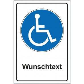 Magnetschild Gebotszeichen Rollstuhlfahrer mit WUNSCHTEXT