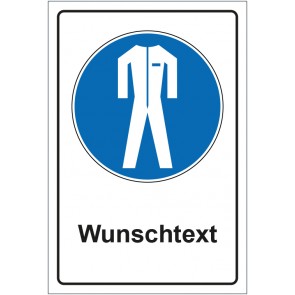 Magnetschild Gebotszeichen Schutzkleidung benutzen mit WUNSCHTEXT
