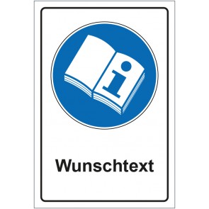 Schild Gebotszeichen Gebrauchsanweisung lesen mit WUNSCHTEXT · selbstklebend