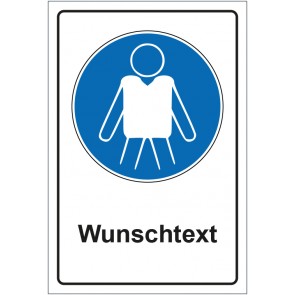 Schild Gebotszeichen Rettungsweste benutzen mit WUNSCHTEXT · selbstklebend