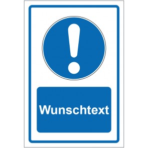 Magnetschild Gebotszeichen Allgemeines Gebotszeichen blau mit WUNSCHTEXT