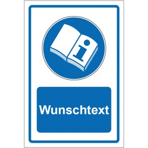 Schild Gebotszeichen Gebrauchsanweisung lesen blau mit WUNSCHTEXT