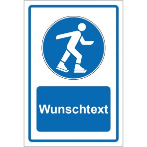Schild Gebotszeichen Eislaufen erlaubt blau mit WUNSCHTEXT · selbstklebend