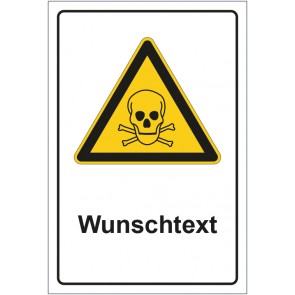Schild Warnzeichen Warnung vor giftigen Stoffen mit WUNSCHTEXT · selbstklebend