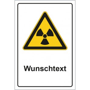 Aufkleber Warnzeichen Warnung vor radioaktiven Stoffen mit WUNSCHTEXT · stark haftend