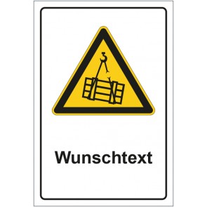 Magnetschild Warnzeichen Warnung vor schwebender Last mit WUNSCHTEXT