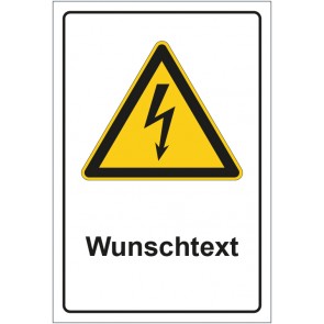 Magnetschild Warnzeichen Warnung vor elektrischer Spannung mit WUNSCHTEXT