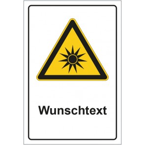 Aufkleber Warnzeichen Warnung vor optischer Strahlung mit WUNSCHTEXT · stark haftend