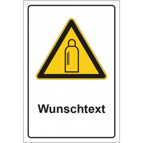Magnetschild Warnzeichen Warnung vor Gasflaschen mit WUNSCHTEXT