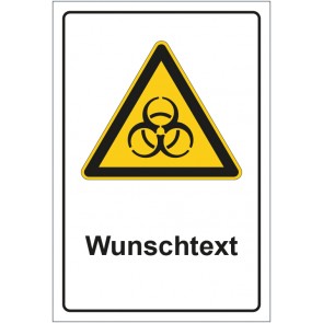 Schild Warnzeichen Warnung vor Biogefährdung mit WUNSCHTEXT