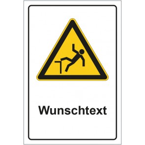 Magnetschild Warnzeichen Warnung vor Absturzgefahr mit WUNSCHTEXT