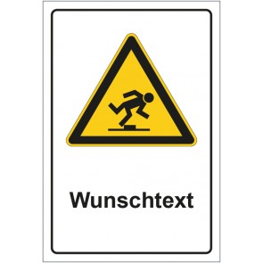 Aufkleber Warnzeichen Warnung vor Hindernissen am Boden mit WUNSCHTEXT
