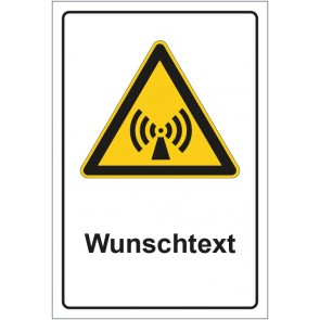 Magnetschild Warnzeichen Warnung vor nicht ionisierender Strahlung mit WUNSCHTEXT
