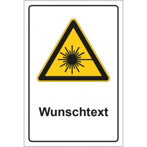 Magnetschild Warnzeichen Warnung vor Laserstrahlen mit WUNSCHTEXT
