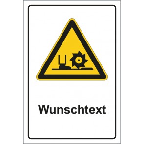 Aufkleber Warnzeichen Warnung vor Fräswelle mit WUNSCHTEXT
