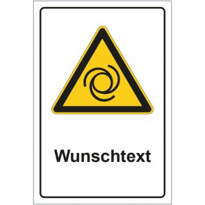Magnetschild Warnzeichen Warnung vor automatischem Anlauf mit WUNSCHTEXT