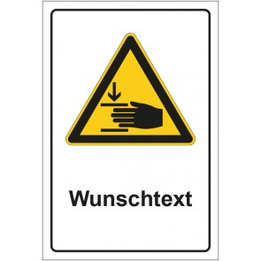 Magnetschild Warnzeichen Warnung vor Handverletzungen mit WUNSCHTEXT
