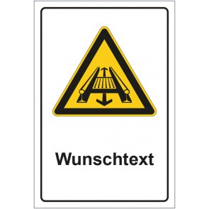 Aufkleber Warnzeichen Warnung vor Gefahr durch eine Förderanlage im Gleis mit WUNSCHTEXT