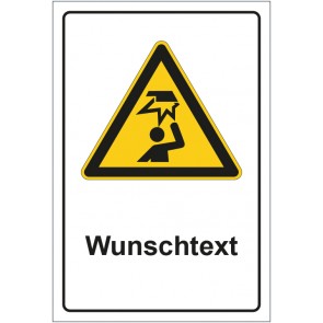Magnetschild Warnzeichen Warnung vor Hindernissen im Kopfbereich mit WUNSCHTEXT