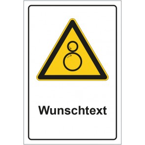 Schild Warnzeichen Warnung vor gegenläufigen Rollen - Einzugsgefahr mit WUNSCHTEXT