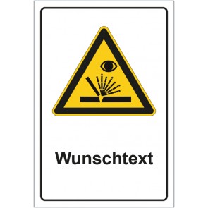 Schild Warnzeichen Warnung vor Schweißfunken mit WUNSCHTEXT