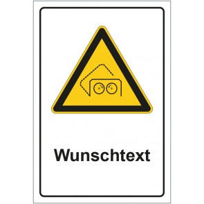Schild Warnzeichen Warnung vor automatischer Schutzhaube mit WUNSCHTEXT · selbstklebend