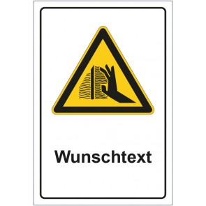Schild Warnzeichen Warnung vor Verbrennungsgefahr mit WUNSCHTEXT