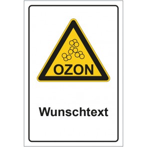 Aufkleber Warnzeichen Warnung vor Ozon mit WUNSCHTEXT