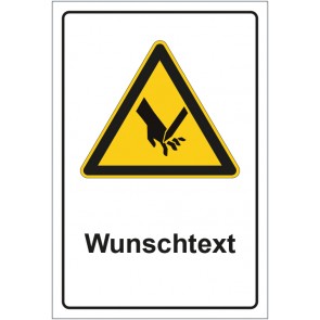 Magnetschild Warnzeichen Warnung vor Schnittverletzungen mit WUNSCHTEXT