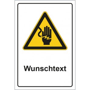 Schild Warnzeichen Warnung vor Stromschlaggefahr mit WUNSCHTEXT