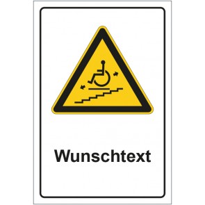 Schild Warnzeichen Warnung vor Treppenlift mit WUNSCHTEXT