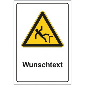 Aufkleber Warnzeichen Warnung vor Absturzgefahr mit WUNSCHTEXT